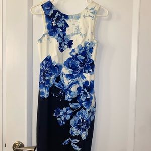Blue and White Floral pencil skirt dress from Maeve size 2